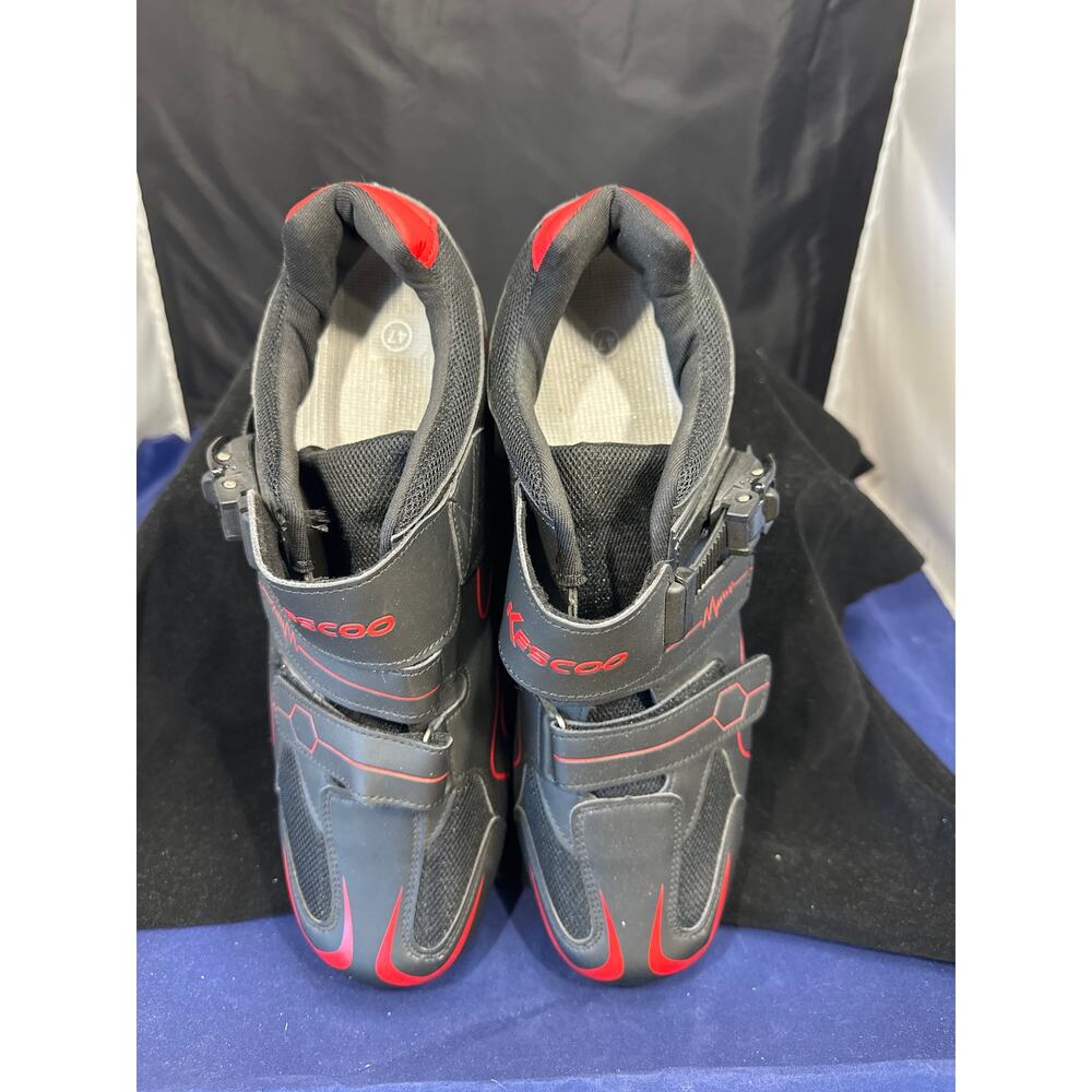 Vescoo Black Red Cycling Shoes Road Bike Clipless Racing Sneakers Size 47